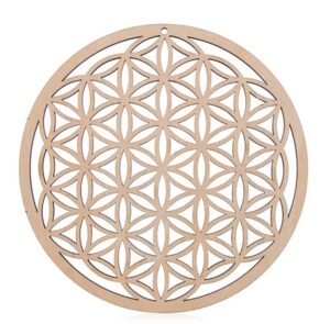 Decoración de madera con la flor de la vida