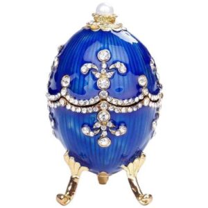 Huevo decorativo estilo Fabergé azul